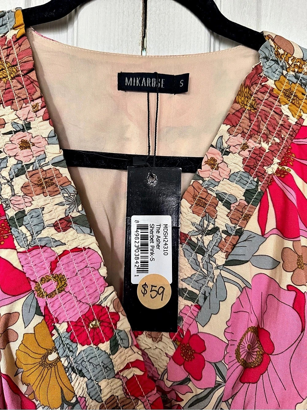 Mikarose The Asher Floral Midi Dress Pink & Multicolor Small NWT - Picture 5 of 8